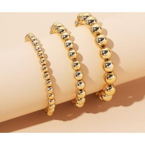 Steampunk Vintage Gold Color Plastic BBC Beaded Bracelet For Women Fashion Hip Hop Bracelets Femme Party Jewelry Sets E116