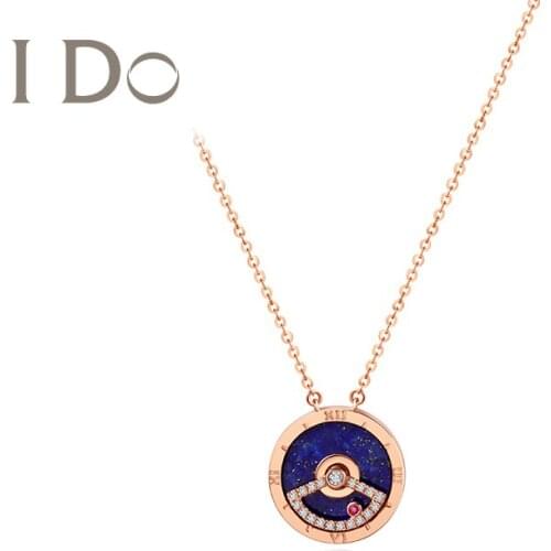 I Do Romance Series Real 18 K Gold Diamond Necklace Genuine Diamond Fine Jewelry Round Pendant Love Present For Women