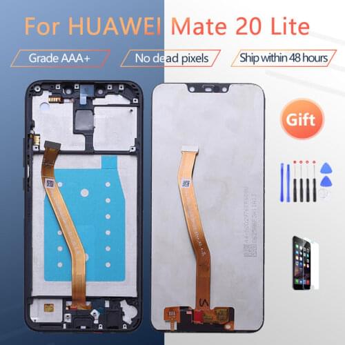 For HUAWEI MATE 20 LITE version SNE-AL00 LX1 LX2 LX3 LCD screen assembly with front case touch glass, original Black blue gold