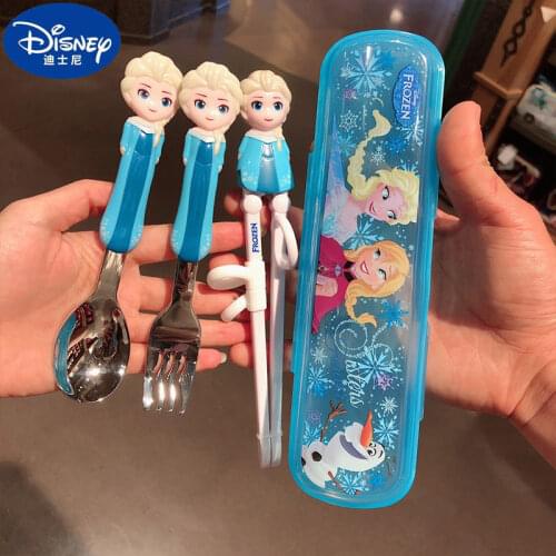 1Set Disney Elsa Baby Spoon Children Learning Training Chopsticks ABS Children Baby Feeding Children Baby Spoon Train Chopsticks