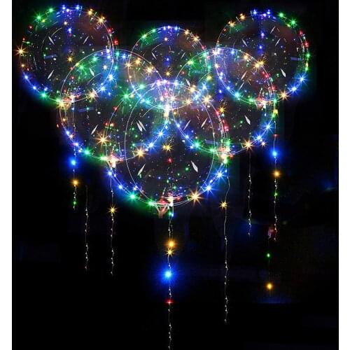 5 pieces of transparent bobo balloons LED luminous balloons wedding birthday christmas party decoration