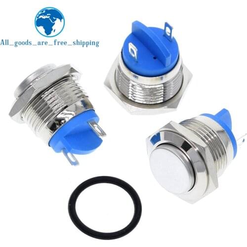 16mm metal push button waterproof nickel plated brass button switch press button reset 1NO high round momentary 16GT.F.L
