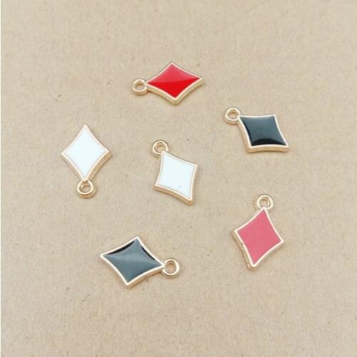 20pcs 10x15mm enamel rhombus charm for jewelry making and crafting fashion earring charm zinc alloy geometric pendant