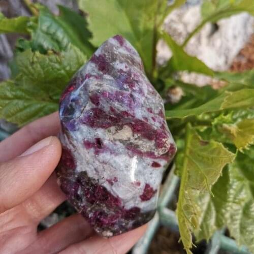 335g Hand carved natural Red tourmaline flame for home decoration polished crystal torch