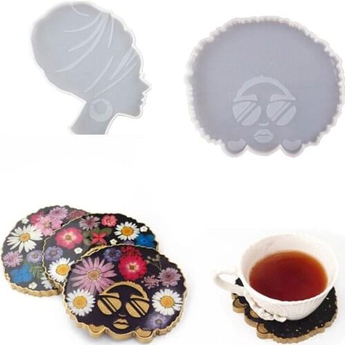 Afro Female Epoxy Resin Mold Tea Mat Human Head Coaster Tray Silicone Mould DIY Art Craft Tool Handmade Table Decoration