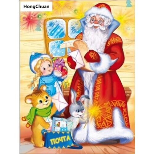 Santa Cartoon Diamond Painting Cross Embroidery 5D Square/Round Diamond Painting Diamond Mosaic Mural Christmas Gift