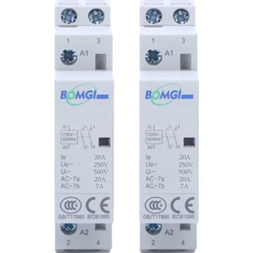 2 Pcs Automatic 2P 20A 2NO 230V 50HZ Household Din Rail AC Module Contactor