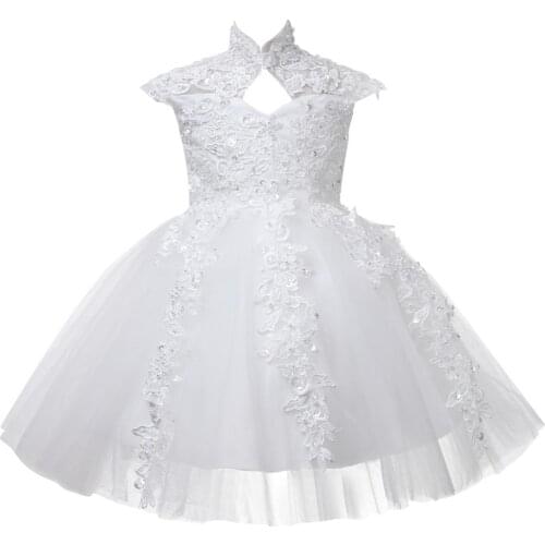 White Lace Sequin Baby Girl Dress Baptism Gown Newborn Christening Dress For Party Wedding 1 Year Birthday Dress Kids Tutu Dress