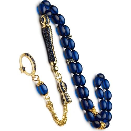 Gold Plated 925 Sterling Silver Accessories the Moon the stars Model Parlament Blue Fire Amber Prayer Beads