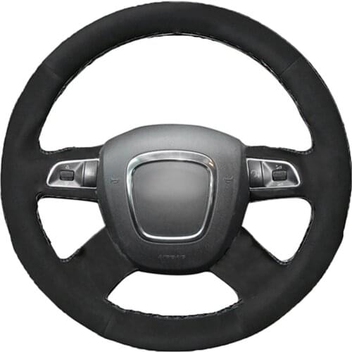 Black Alcantara Leather Suede Car Steering Wheel Cover for Audi A3 A4 (B8) A6 (C6) A8 A8 L Q5 Q7 2007-2011 S8 2008-2009