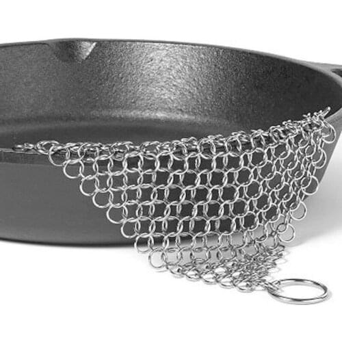 Stainless Steel Cast Iron Cleaner Scrubber for All Types of Skillet Griddles Cast Iron Pans Grills Dutch Ovens SCIE999