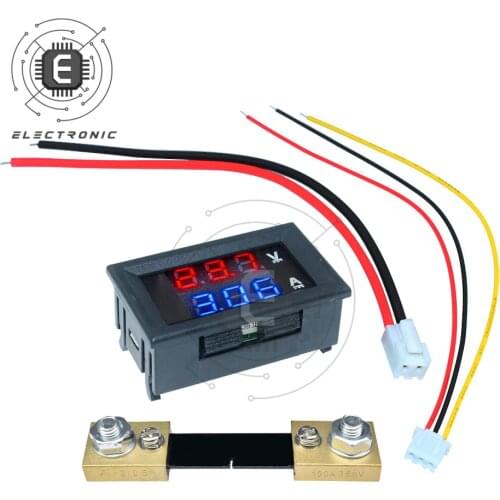 Mini Digital Voltmeter Ammeter DC 0-100V/ 7-110V 50A 100A Amp Volt Voltage Current Meter Detector Tester Dual LED Display Gauge