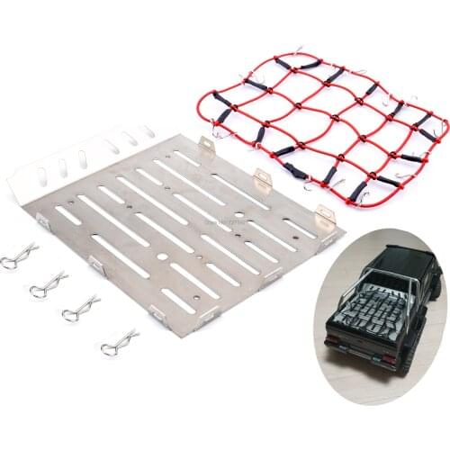 RC Crawler Stainless Steel TRX-6 Rear Trunk Plate& Elastic Luggage Net for Traxxas Mercedes-Benz TRX6 G63 AMG 6x6 Upgrade Parts