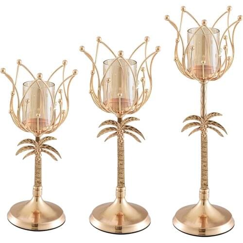 Elegant Nordic Style Hallow Candleholder Candlestick 50mm for Party Golden