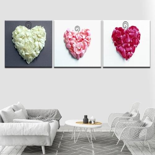 Purple Art Canvas Painting Wall Decor Sweet Heart Pink White Fuchsia Flowers Petals Pictures Prints Paintings Home Decor