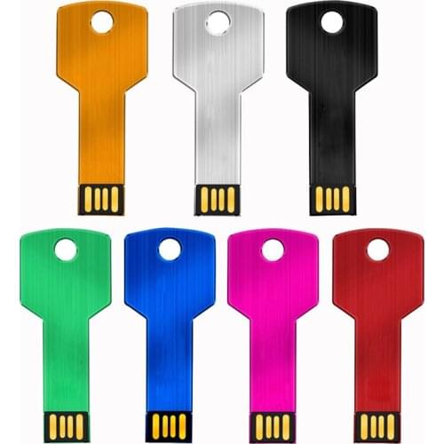 USB 2.0 Flash Drive 64gb Pen Drive 32gb 16gb 8gb 4gb pendrive waterproof Metal Key shape Memory Stick Custom logo U disk
