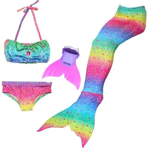 Rainbow Color Girls Swimming Mermaid Tails Costume Cosplay Children Bathing Suit Kids Swimwear Swimsuit Zeemeerminstaart