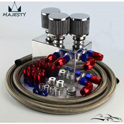 Power Driven OIL CATCH CAN / BREATHER TANK RACE KIT W/ HOSE FOR VTEC