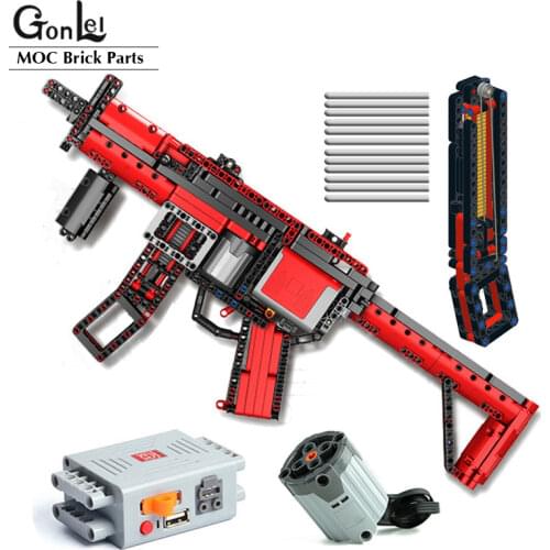 NEW upgraded Ver High-Tech Motorized Gun MP5 Submachinegun Set Model MOC Building Blocks Bricks Boys Gifts DIY Toys For Children