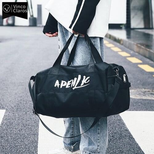 Unisex Fashion Sports Gym Bag Men Waterproof Nylon Duffle Handbag Carry on Luggage Shoulder Bags Travel Bag Shoe Organizer Man