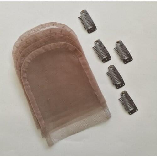 5 pcs High Quality Swiss Lace Net Base For Making Lace Top Closure 4*4 Size Brown Color with 5pcs Dark brown Wig Clips