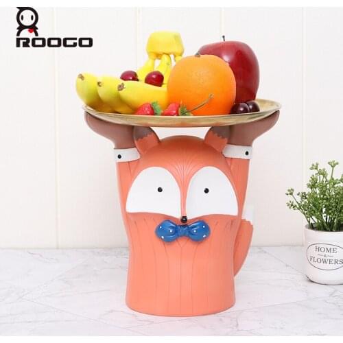Roogo Cute Animal Shaped Fruit Tray Home Decoration Accessories Figurines For Office Desktop Decor Creative Ornaments For Living Room Decor Piggy Bank For Kids Bedroom