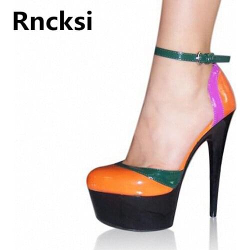 Rncksi Women High-Heeled Platform Dance Single Shoes Fashion Shoes 15cm Stiletto Heel Ankle Straps Womens Pumps