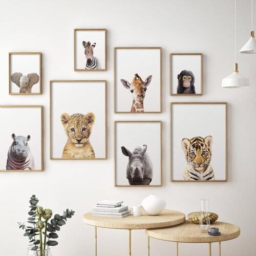 Safari Baby Animal Canvas Poster Nursery Lion Tiger Zebra Wall Art Print Modern Painting Nordic Kids Bedroom Decorative Picture