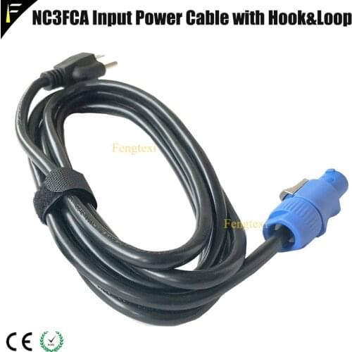 Stage Light Equipment 3XLR NC3FCA Plug Power Cable 2m/5m Cables with Hook Loop Tape EU/US/AU Model