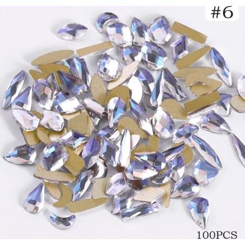 Mixed 100pcs Crystal AB Nail Art Rhinestones Strass Shiny Glass Nail Stones