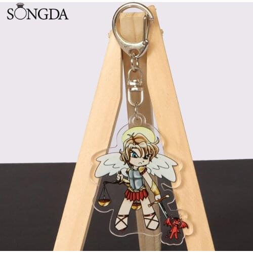 SONGDA Newest I Love JESUS Acrylic Keychain Virgin Mary Key Chain Archangel St.Michael Keyring Two-sided Key Ring Jewelry Gifts