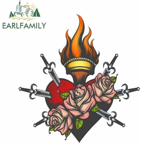 EARLFAMILY 13cm x 12cm For Sacred Heart Colorful Car Styling Stickers Graffiti Decal Sunscreen For JDM SUV RV Decoration