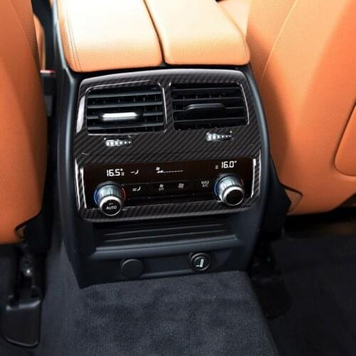 Carbon fiber For BMW 5 Series G30 2017-18 Car ABS Plastic Chrome Interior Moldings Rear Row AC Vent Outlet Frame Cover Trim 1pc
