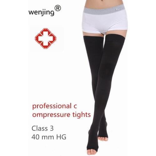 WJ923 Women medical Varices compression sox class 3 40 mmHG MIDDLE pressure Thigh High TUBE Socks
