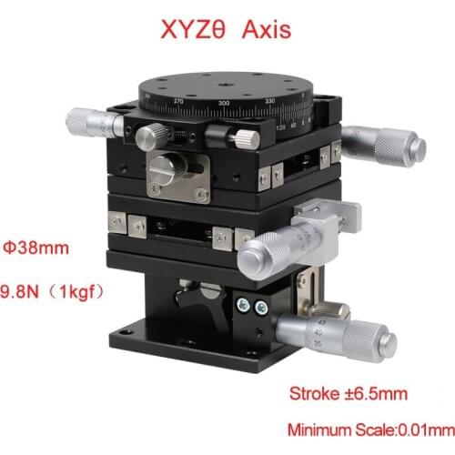 XYZR axis 40*40mm V-Type 4 Axis Trimming Platform Manual Linear Stage Bearing Tuning Sliding Table PLT40-M