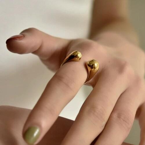 Gold Ring Jewelries For Women Simple Personality Opening Finger Ring Adjustable Korean Ladies Elegant Charms Jewellery Female