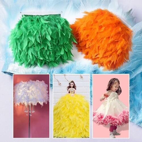 1 Meter Natural Turkey Feather Trim Fringe Feathers For Crafts Dress Chandelier Lamp Wedding Decor Ribbon Party Accessory