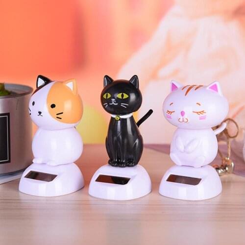 1Pcs ABS Cat Head Shaking Cute Figures Car Ornaments Cartoon Dolls Decorations For Auto Office Home Table Interior Accessories