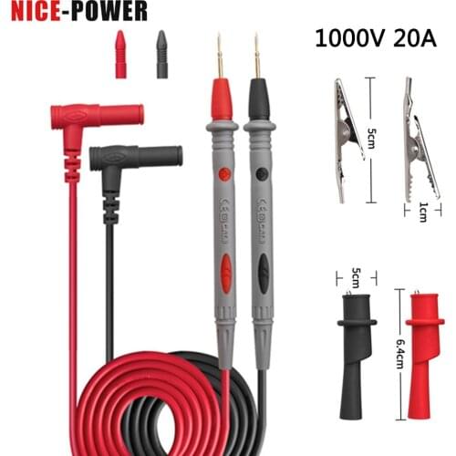 1000V 20A Silicone Tip Universal Probe Test Leads Pin for Digital Multimeter Needle Tip Meter Multi Meter Tester Lead Probe