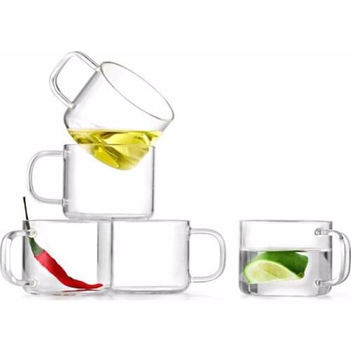 2pcs Handmade Clear Heat-resisting Glass Cup with Handle Simple Morning Mugs Coffee Milk Tea Cup 125ml SH125