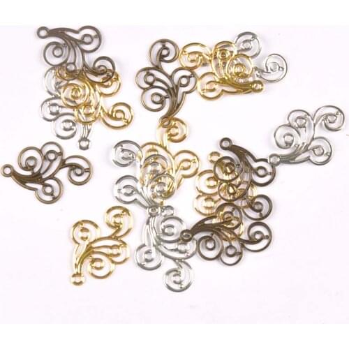 30Pcs Mixed Metal Crafts Connectors Flower Filigree Wraps For DIY Scrapbook Home Decor Embellishments Handicraft 31x21mm yk0773