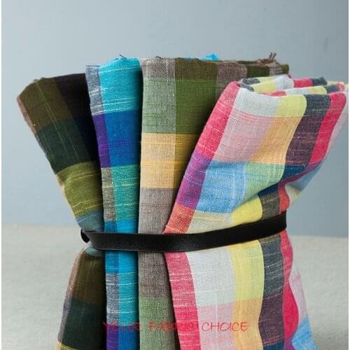 4 Colors: Yarn-dyed pure linen plaid fabric,countryside style,checked,sew for top,shirt,dress,home direction,craft by the yard