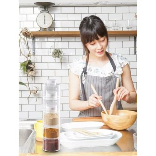 6 Pcs Refillable Spice Containers Seasoning Organizer Tower Shape Stackable Mini Herb Storage Holders Novelty Kitchen Practical