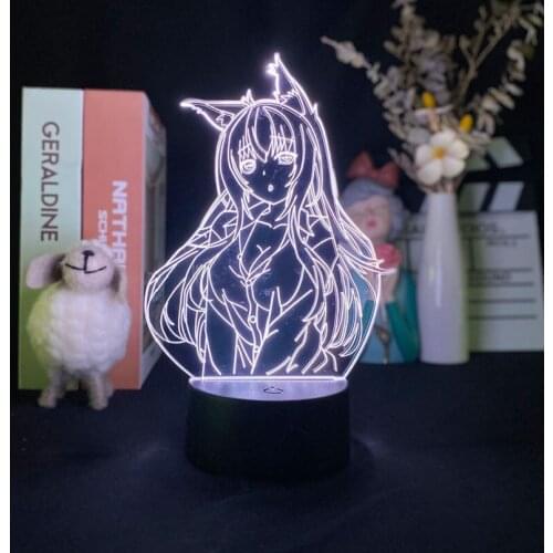 Acrylic 3D Illusion Night Sensor Light LED Anime Lava Lamp with Remote Nekopara Kids Birthday Party Decor Gift Room Nightlight