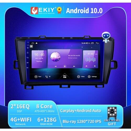 EKIY 6+128G 8 CORE Autoradio Android 10 For Toyota Prius LHD RHD 2009-2013 Car Radio Multimedia Blu-ray IPS Navi GPS BT no 2din