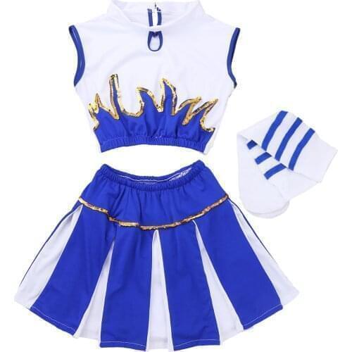 Cheerleader Costume Schoolgirl Costume Child Girl School Uniform Carnival Party Halloween Cosplay Cheerleaders Dress Up Clothes