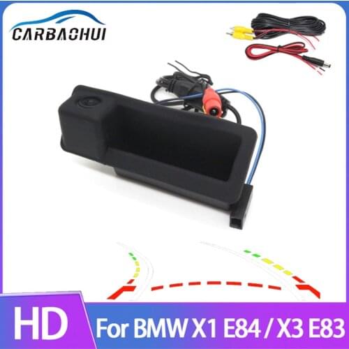 Dynamic Trajectory Parking Line Car Reverse Backup Rear View Trunk Handle Camera For BMW X1 E84 Night Vision CCD full HD