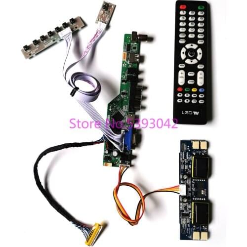 For LM190E08(TL)(L1)/(TL)(L2)/(TL)(L3)/(TL)(L4) TV Remote USB+VGA+AV analog 30Pin LVDS 1280*1024 4CCFL controller board kit