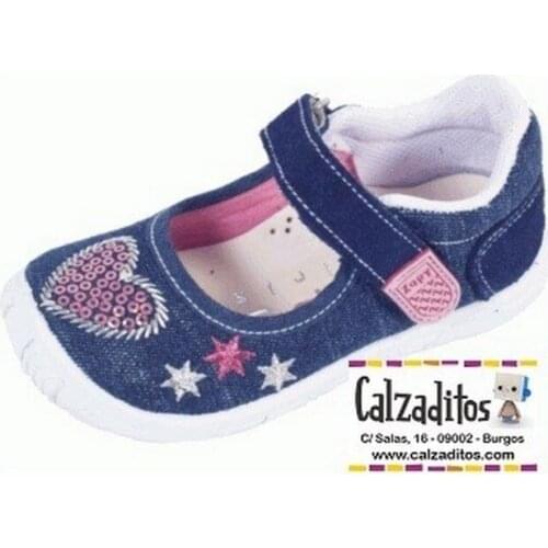 Mary Janes denim canvas with heart sequins of Own range Dobsons.com for girls
