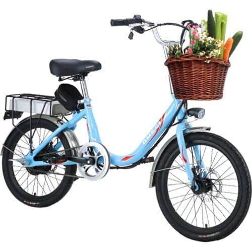 Electric Scooter 48V 300W 20 Inch Two Wheels Electric Bicycle Portable Orange/Blue Electric Bike Women Adults